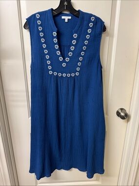 Johnny Was Calm Embroidered V-Neck Shift Dress